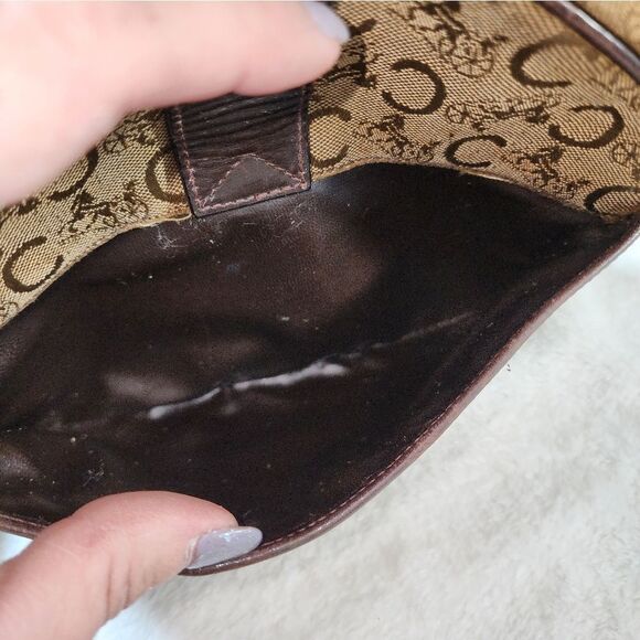 Authentic CELINE C Sulky Pattern Shoulder Bag Beige/Brown - Picture 11 of 17